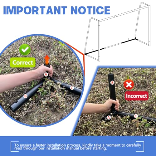 Soccer Goal for Backyard,6x4/8x5/10x6.5/12x6.5ft Metal Soccer, Soccer Goal for Kids 8-12, Soccer net with Zipper Design, Easy Assemble, Weatherproof Foam Padded Goal Post, Adults - style: 8'W×5'H