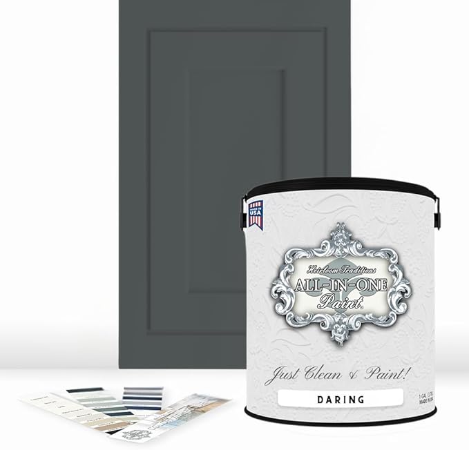 ALL-IN-ONE Paint, Durable cabinet and furniture paint. Built in primer and top coat, no sanding needed. Includes our 30 featured color card - Daring, Gallon