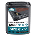 TARPAL tarp 6x6 Feet Super Heavy Duty Tarps Cover 20mil Waterproof UV Protection Rip and Tear Proof Tarpaulin with Grommets(Grey/Brown) - size: 6x6 Feet-finished Size