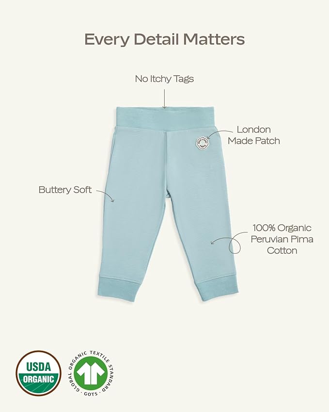 MON CHOU Organic Cotton Baby Pants - 100% Pima Cotton - Lightweight and Breathable Infant Pants for All Seasons