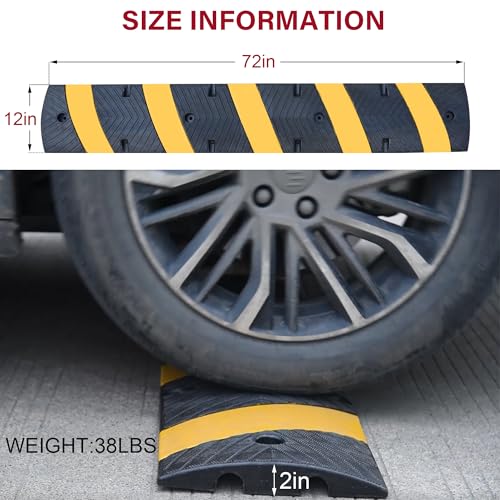 Orangestar 6Ft Rubber Speed Bump, 2 Channel Speed Hump w/4 Bolts for Asphalt Concrete Driveway Gravel - size: Rubber Ramp-1 Pack