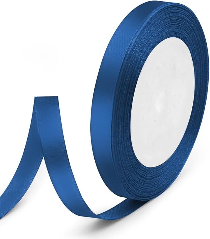 3/8" x 25 Yards Satin Ribbon, Navy Blue Silk Ribbon Ideal for Gift Wrapping, Floral Bouquets, Crafts, Wedding Party Decorations, Christmas and Sewing Projects