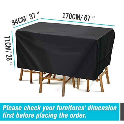 Velway Patio Furniture Cover Outdoor, Waterproof Rectangular Patio Table Chair Sofa Set Cover, 67”Lx37”Wx28”H, All Weather Oxford Tear-Resistant Material with Zipper Carrying Bag Windproof Buckles