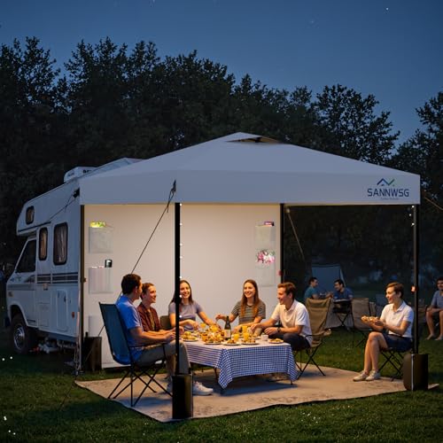 8X8 Pop Up Canopy Tent,Removable Pockets Sidewall for Extra Storage,Easy Up Canopy,Heavy Duty One Person Set Up Event Tent,White - style: 8X8 FT
