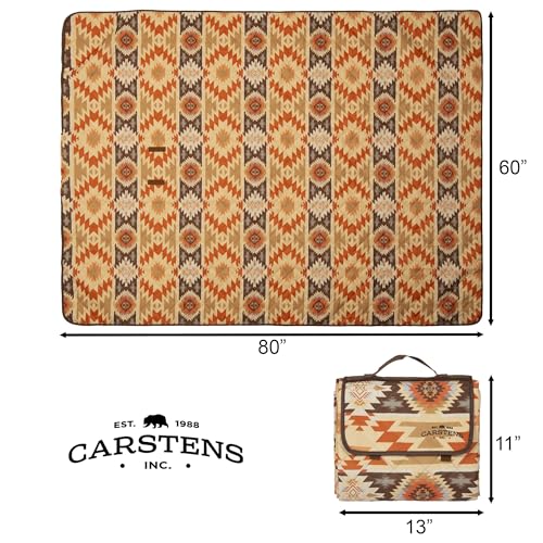 Carstens, Inc. Easy Pack Waterproof Sandproof Picnic Blanket, Lightweight Foldable Outdoor Camping Beach Mat, Large 60"x80", Aztec Stripe - color: Aztec Stripe