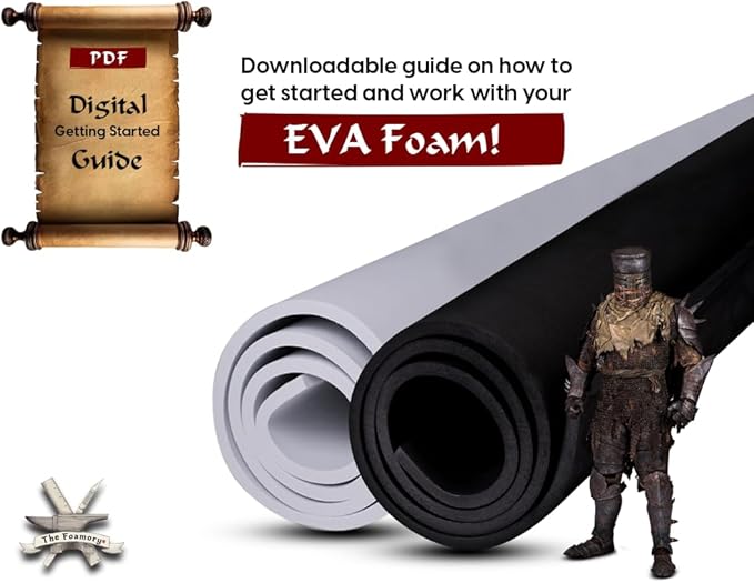 Shape Retention EVA Cosplay Foam 3mm (1mm-10mm) 14x39 inch Black or White High Density EVA Foam Sheets. Premium 85 kg/m3 Heat Shape Material for DIY Convention or Halloween Costumes by The Foamory