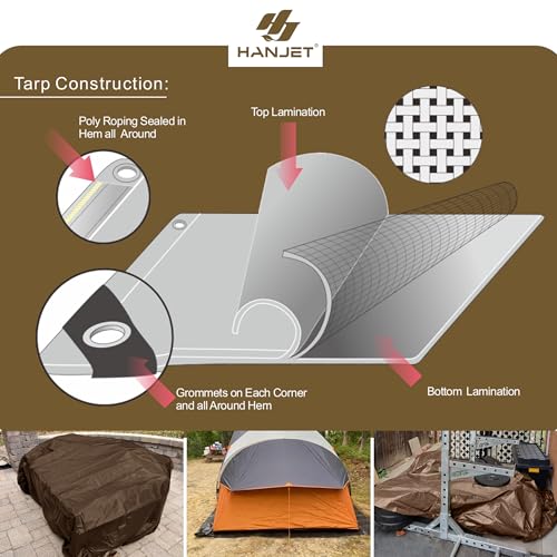 Heavy Duty Tarp 9 Mil Thick Multi-Purpose Waterproof Tarp Protect Your Tent, Flatbed, Firewood, or Roof - 12 x 16 Feet, Brown Sliver - color: 9mil Brown/Silver, size: 12x16 FT