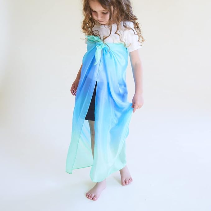 Sarah's Silks Enchanted Playsilk, 100% Silk Scarves for Kids and Toddlers, Sensory Toys | Bright Square Scarves, Montessori Waldorf Toys for Imaginative and Pretend Play - Sea