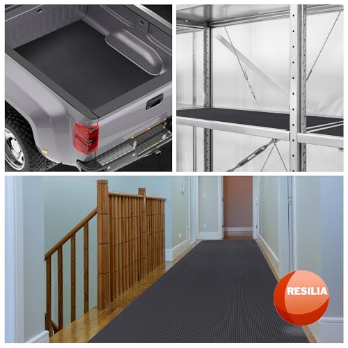 RESILIA Black V-Groove Utility Runner - Waterproof Vinyl Floor/Surface Protector, Heavy Duty Mats, Indoor Hardwood, Hard Floors, Garage, Hallway, Entryway, Kitchen, & Outdoor, 27” x 6’, Made in USA - size: 27" x 72"