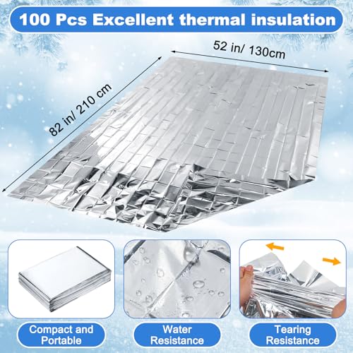 400 Pcs Thermal Blankets Winter Warmth Set Bulk, Warm Socks Winter Touchscreen Gloves Beanie Hats Emergency Foil Blankets (Elegant) - color: Elegant
