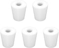 Labasics 5-Pack 4# Single-Hole Silicone Stoppers, White Tapered Lab Seal Stoppers with 0.31" Hole, Durable and Reusable Silicone Plugs for Laboratory Glassware, Airtight Sealing, and Experiments