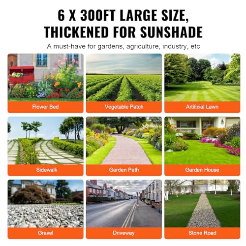 VEVOR Driveway Fabric, Heavy Duty 6x300ft 3oz Woven Landscape Fabric, Garden Weed Barrier Fabric, Weed Control Fabric, Geotextile Fabric for Landscaping, Ground Cover, Weed Block Gardening Mat, Black - size: 6FT*300FT-3OZ, style: Woven