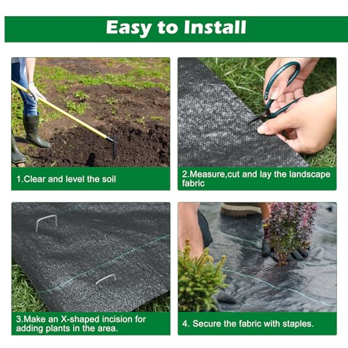 WAENLIR 5.8oz 6FT x 250FT Heavy Duty Landscape Fabric Weed Barrier Premium Woven Ground Cover Roll, UV Resistant&Tear-Proof, Ideal for Garden Beds, Walkways, Patios, Greenhouses, Outdoor Landscaping - size: 5.8oz 6ft x 250ft