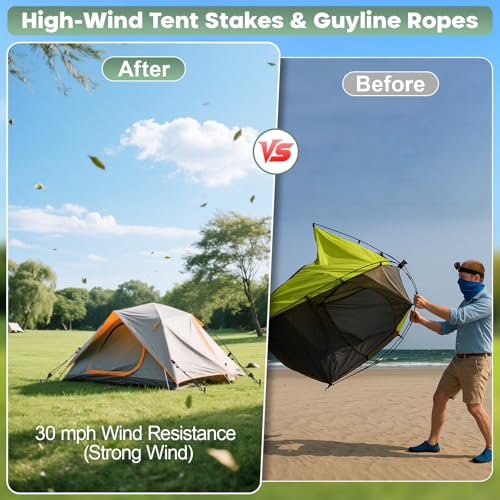 Tinnmao 4-Pack 17.7" Tent Stakes Heavy Duty, with 8" Ratchet Tie Down Straps (1/8" φ) Kit for High Wind, 8mm Solid Steel Spiral Ground Anchors Screw in for Tarp | Canopy | Sand Beach Camping Tent - size: 4 Pack