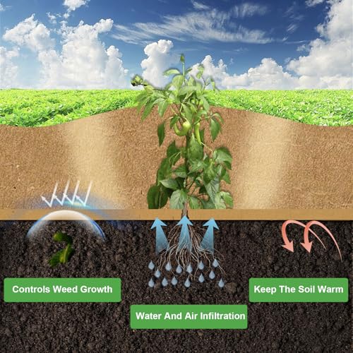 Biodegradable Paper Weed Barrier Roll, Thickened Tear Resistance Garden Weed Barrier Heavy Duty Garden Paper Weed Control Landscape Paper Mulch Weed Mat for Outdoor Garden Lawn (4 x 100 FT) - size: 4 x 100 FT