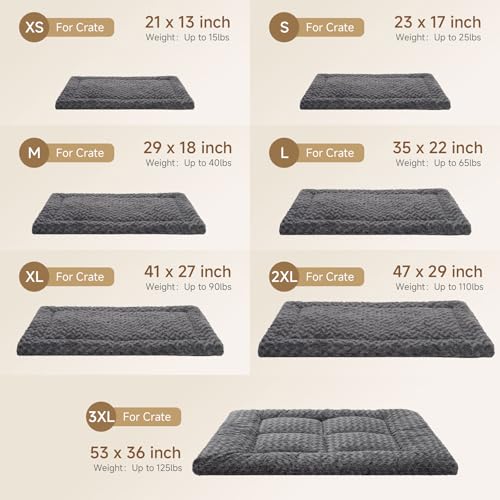 Washable Dog Bed Mat Soft Dog Crate Pad Fluffy Pet Kennel Beds Sleeping Mattress with Non-Slip Bottom for Large Jumbo Medium Small Dogs, 47 x 29 Inch, Black - color: Black, size: 47.00" x 29.00" x 1.50"