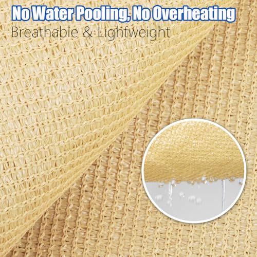 Sun Shade Sail Sand Yellow Triangle 10'X10'X10' Permeable Garden Canopy for Outdoor Patio Backyard and Deck Sun Protection Fabric with Fade and Tear Resistance - size: Triangle-10FTx10FTx10FT