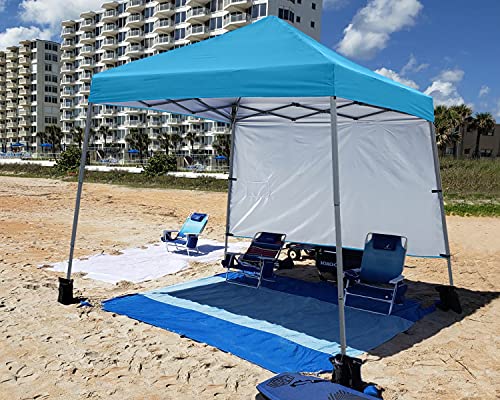 ABCCANOPY Stable Pop Up Beach Tent with Backpack Bag, 12 x 12 ft Base / 10 x 10 ft Top, Sky Blue - color: Sky Blue, size: 12x12
