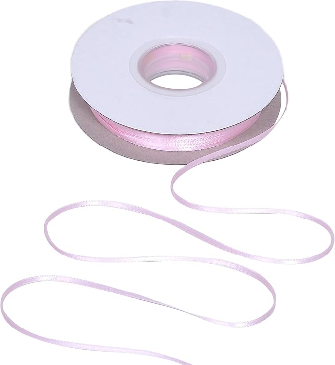 YAMA Light Pink Double Faced Satin Ribbo 1/8 Inch 100 Yards Baby Pink Thin Ribbon for Gift Wrapping Crafts Bows Wedding Party Decoration