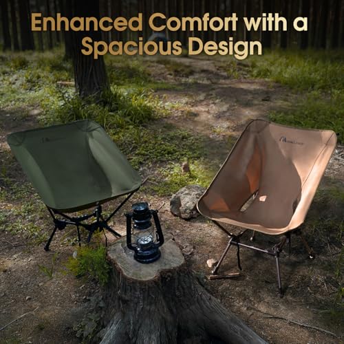 MOON LENCE Portable Camping Chair Plus, Larger & Roomier, Compact and Lightweight Still, Folding Chair for Backpacking & Hiking, 330Lbs Capacity (Black-2pack) - color: Black-2pack