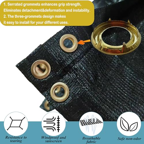 90% Black Sun Shade Cloth 8x10 ft - Fence Privacy Screen, Breathable Mesh Tarp & Serrated Grommets for Garden Plants Outdoor, Patio Pergola, Porch Cover, Chicken Coop & Dog Kennel - size: 8x10 ft