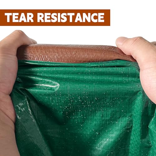 Tarp 30x50 ft 100% Waterproof 7mil Durable Grommets and Reinforced Edges,Uv Resistant,Green/Brown Tarp,Emergency Rain Shelter,Outdoor Cover and Camping Use -by MVPNET - size: 30x50
