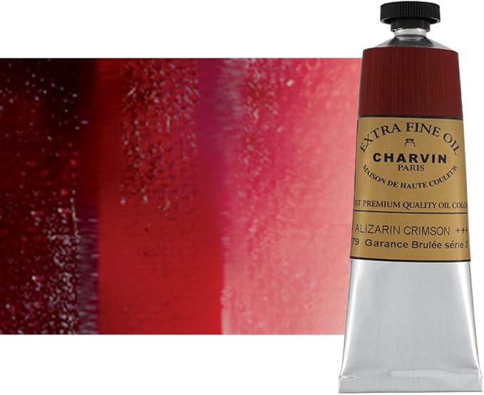 Charvin Extra Fine Oil Paint, Alizarin Crimson 60 ml - Triple-Milled, Rich Texture, Poppy Oil-Based, Light-Fast, Handmade, Archival Quality