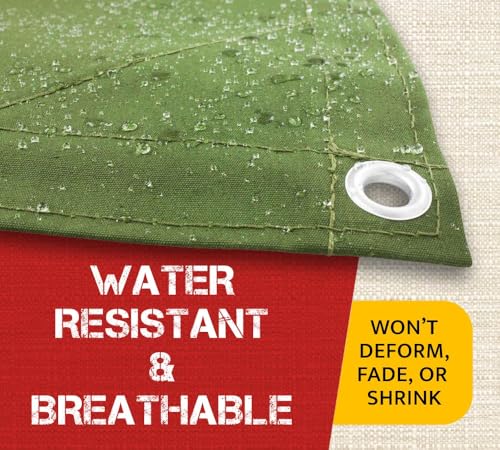 Mytee Products 10' x 16' Green Canvas Tarp 12oz Heavy Duty Water Resistant - color: Green (1 Pc), size: 10' x 16'