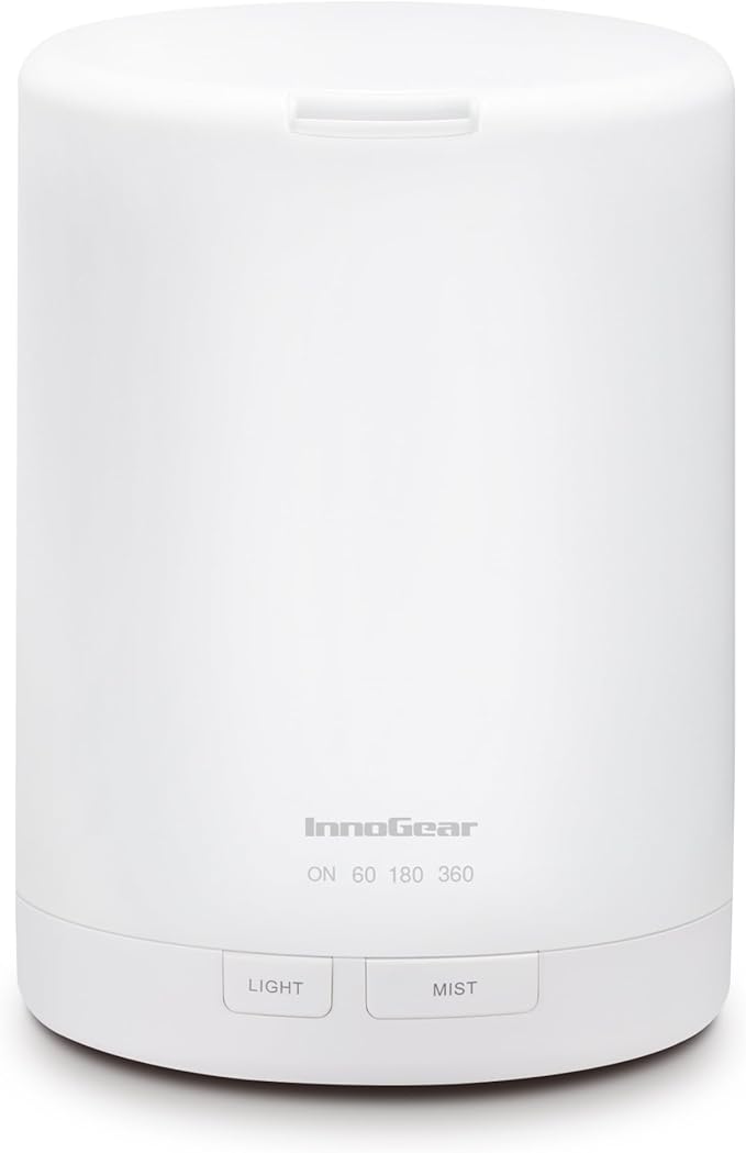InnoGear 300ML Essential Oil Diffuser, Premium 5-in-1 Ultrasonic Aromatherapy Diffusers Scent Humidifier Aroma Diffuser Vaporizer Auto-Off Timer for Room Office Home, Basic White, Medium