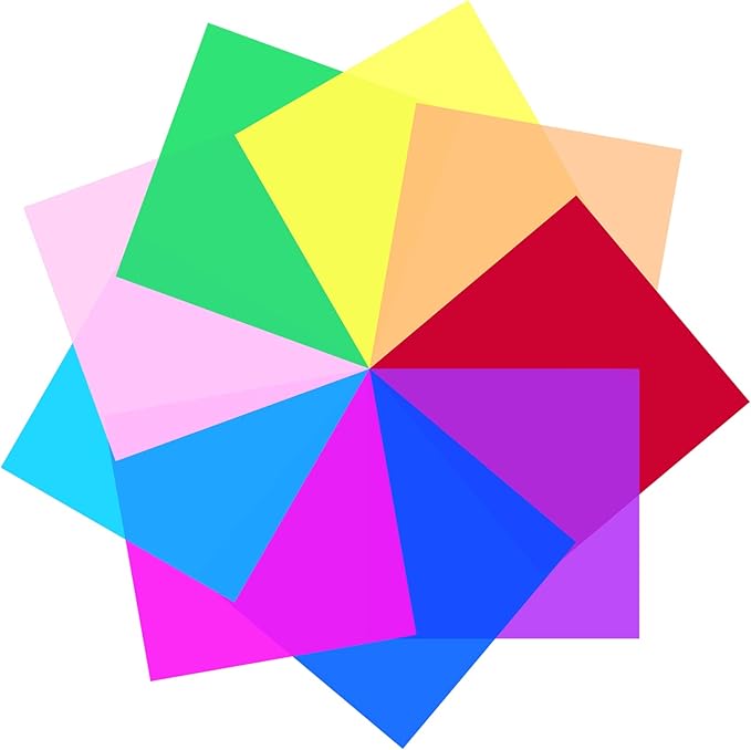 Lystaii 9pcs Lighting Gel Filter 11.8 x 11.8 Inches Gel Light Filter Color Correction Colored Overlays Transparent Color Filters Film Plastic Sheets for Film, Video, Photo, Stage Studio (Multicolor)