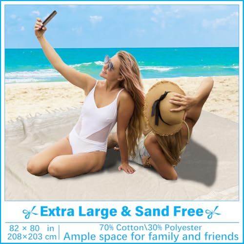 Oversized Turkish Beach Towel Blanket Cotton Polyester Blend Sandproof Towels Boho Woven Extra Large Big Sand Free Giant Throw Blankets Huge Picnic Camping Necessities Cloud For Adult Gifts 82x80 inch - color: Zzmtc Beige Cten, size: XXXL(88x82 IN,224x208