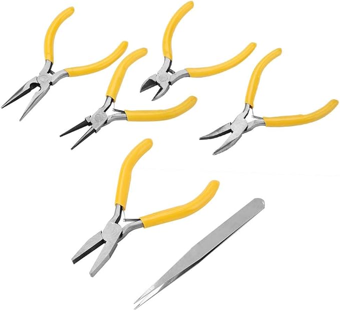 Jewelry Pliers, 5Pcs Professional Jewelry Pliers Tools Kit Includes Round Nose Pliers, Bent Nose Pliers, Needle Nose Pliers, Flat Nose Pliers for Jewelry Beading Repair Making