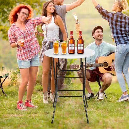 Nice C Plastic High Top Round Table, Portable Cocktail Bar Table, 31.5" Folding Counter Height Tables, Waterproof Outdoor/Indoor Tables for Parties, Weddings, Camping, Backyard (White, 2 Pack) - size: White 2 Pack