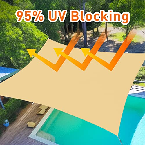 Shade&Beyond Shade Sail 12'X20' Rectangle Sand Breathable UV Block Outdoor Canopy for Backyard Patio Pergola Garden Deck(We Make Custom Size)