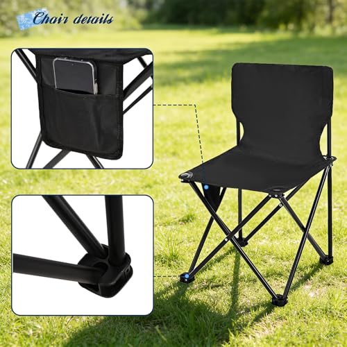 Camping Table Folding Portable Camp Table with 2 Chairs, Folding Picnic Table with Carry Bag Indoor Outdoor for Camping, Beach, Patio, RV, Backyard BBQ, Sturdy, Stable, Easy to Carry, Black - size: 22*22*19.5inch + 2 chair