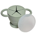 BraveJusticeKidsCo. | Snack Attack II Snack Cup | Collapsible Silicone Snack Container | Toddler and Baby Snack Catcher Lid (Desert Sage)