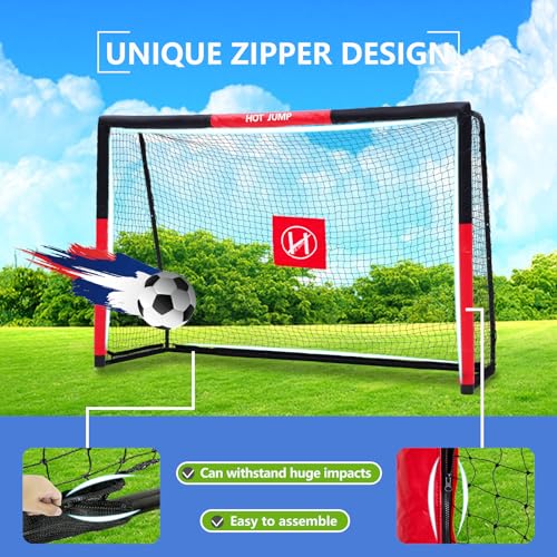 Soccer Goal for Backyard,6x4/8x5/10x6.5/12x6.5ft Metal Soccer, Soccer Goal for Kids 8-12, Soccer net with Zipper Design, Easy Assemble, Weatherproof Foam Padded Goal Post, Adults - style: 10'W×6.5'H
