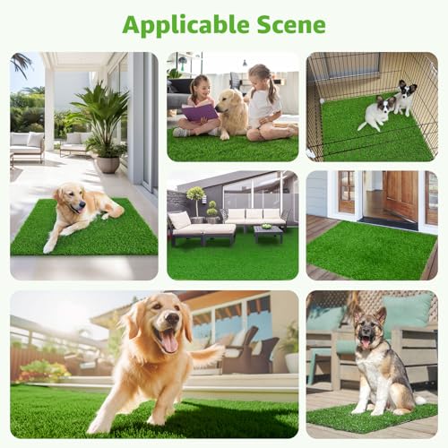 Artificial Dog Grass Pee Pad 26" x 17" 2 Pack, Washable Indoor Potty Training Replacement Grass Turf for Puppy, Reusable Realistic Fake Grass Pads for Dogs, Easy to Clean with Drainage Holes - size: 26"x17"