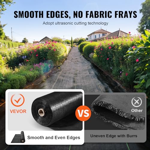 VEVOR 4FTx300FT Premium Heavy Duty Weed Barrier Landscape Fabric, 3.2OZ Woven Geotextile Fabric Under Gravel, High Permeability for Weed Blocker Weed Mat, Driveway Fabric, Weed Control Garden Cloth - size: 4FT*300FT-3.2OZ, style: Woven