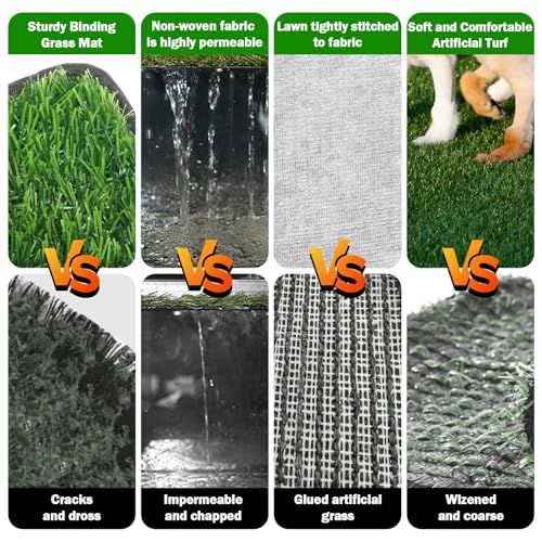 Dog Grass Mat with Pee Pad 32×23", Medium Dog Litter Box Indoor Artificial Turf Grass Porch Waterproof Patio Potty Tray for Doggie Reusable Washable Pads and Lawn for Puppy Training PCS