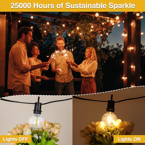 ZJOJO 200FT Outdoor String Lights, G40 Globe Outdoor Lights with 100 Shatterproof LED Bulbs 2700K, IP65 Waterproof Patio Light String Lights for Outside Backyard Porch Party - size: 200FT-100
