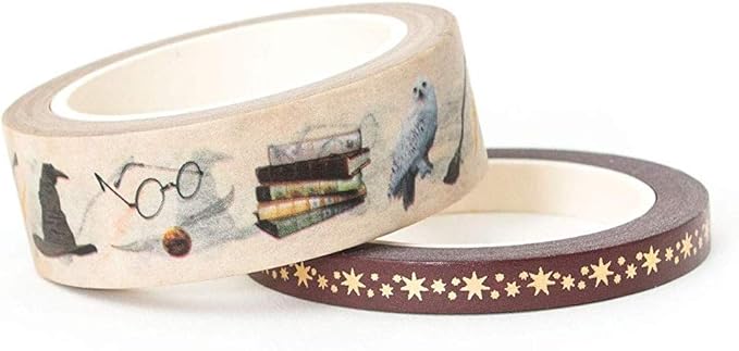 Paper House Productions Harry Potter Icons Set of 2 Foil Accent Washi Tape Rolls for Scrapbooking and Crafts