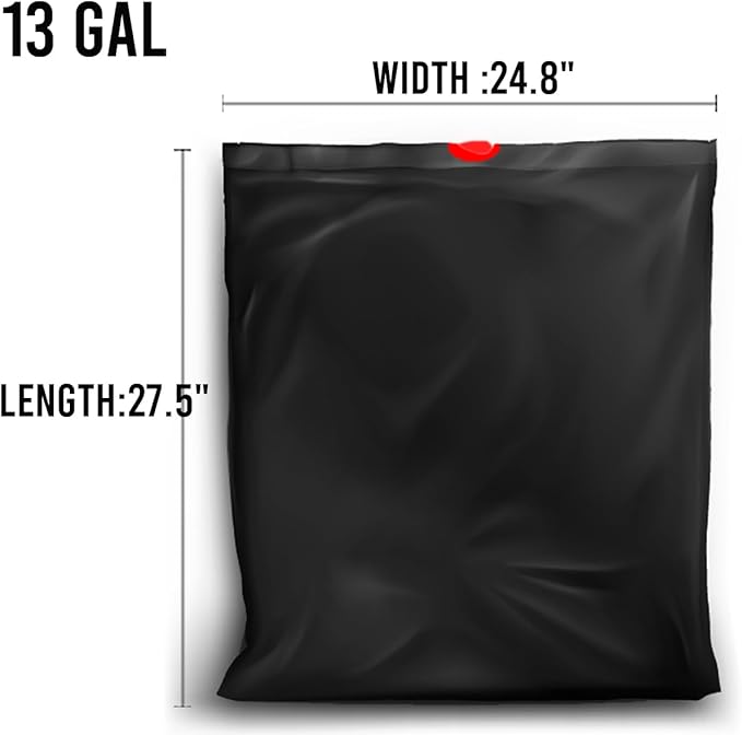 13 Gallon Trash Bags Drawstring, 500 Count Bulk Value Pack, Black & Unscented Garbage Bags, Multi-purpose Tall Kitchen Trash Bags Can Liners for Business Home Commercial and Industrial
