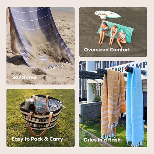 WETCAT Turkish Beach Towel Oversized (38"x71") 100% Turkish Cotton, Made in Turkey - Sand Free, Extra Large, Ultra Soft, Quick Drying, Compact & Lightweight for Travel - Light Pink - color: Light Pink, size: Beach Towel (38" x 71")