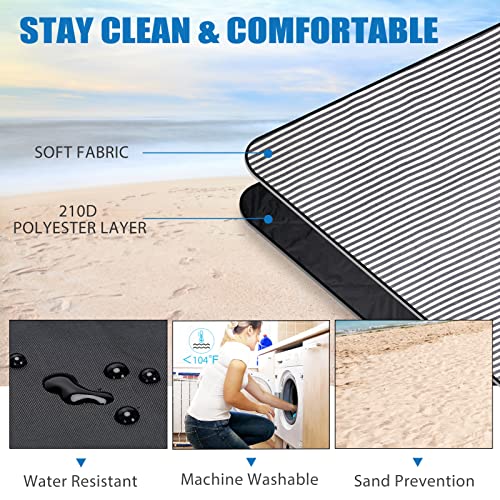 Waterproof Picnic Blanket Portable with Carry Strap for Beach Mat or Family Outdoor Camping Party Woodchip Picnic Basket with Double Folding Handles, Natural Woven Basket, Gift Packing Woven Basket