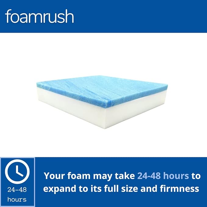 FoamRush 10" x 24" x 24" Cool Gel Memory Foam Bench Cushion Replacement Medium Firm (Upholstery Foam, Rubber Padding, Seat Replacement, Upholstery Sheet, Couch, Sofa Cushion, Mattress) Made in USA