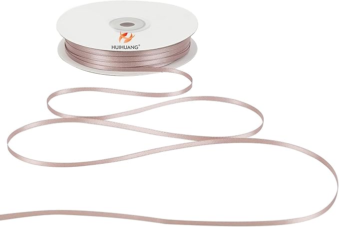 HUIHUANG Solid Color Satin Ribbon 1/8 inch x 100 Yards Roll Ribbon Double Faced for Crafts Gift Wrapping DIY Bows Wedding Invitation Card (Vanilla)