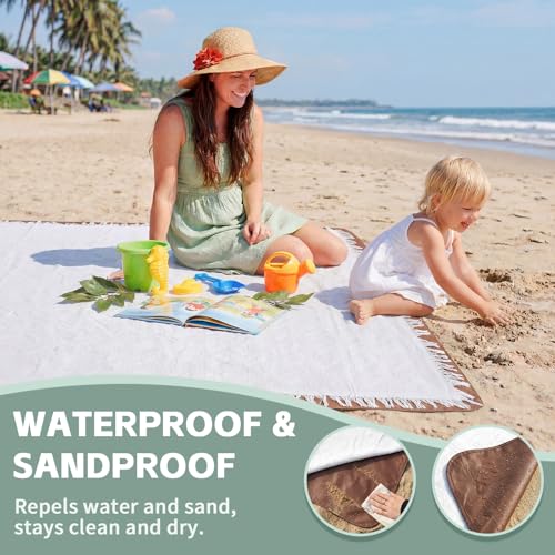 2 in 1 Extra Large Outdoor Picnic Mat Woven Summer Throw Blanket Boho Giant Beach Travel Essential Yoga Accessories Park Patio Lawn Garden Grass Ground Play Music Festival Concert Must Have - color: Sage Green