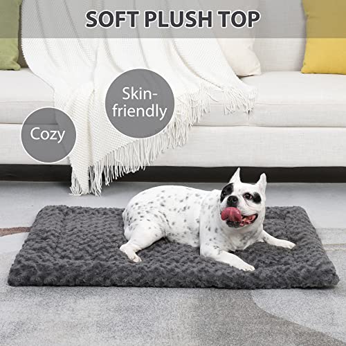Washable Dog Bed Mat Dog Crate Pad Soft Fluffy Pet Kennel Beds Dog Sleeping Mattress for Large Jumbo Medium Small Dogs, 29 x 18 Inch, Gray - color: Grey, size: 29.00" x 18.00" x 1.50"