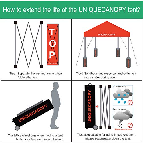 10'x10' Pop Up Canopy Tent Commercial Instant Shelter with Heavy Duty Roller Bag, 4 Canopy Sand Bags, 10x10 FT Orange - color: Orange